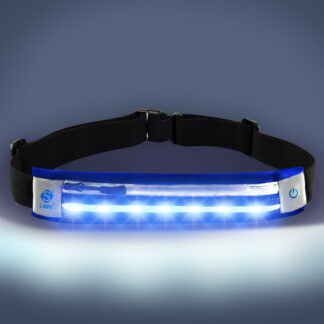 <strong>S-Triple sportsbælte med lomme, krog, reflekser og 7 varselslys</br>BLÅ</strong>