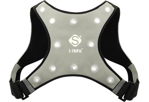 <strong>S-Triple vest med lommer, krog, reflekser og 12 ryglys</br> GRÅ, LARGE</strong>